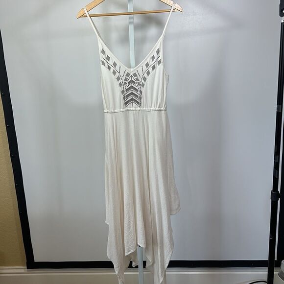 VOLCOM Women’s Best Fest Handkerchief Hem Strappy Sundress White/Gray Size Small - Picture 5 of 16